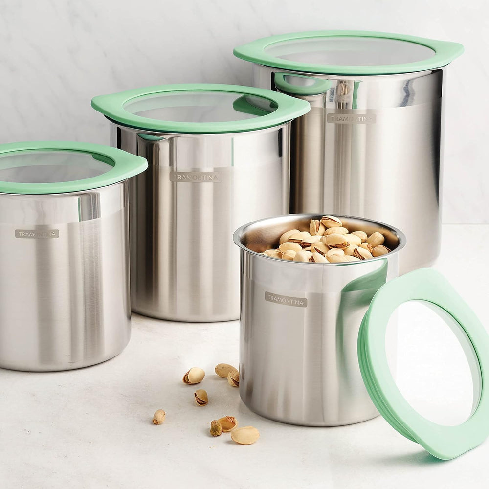 Tramontina 4-Pc Food Storage Containers with Silicone Lids - Mint Green
