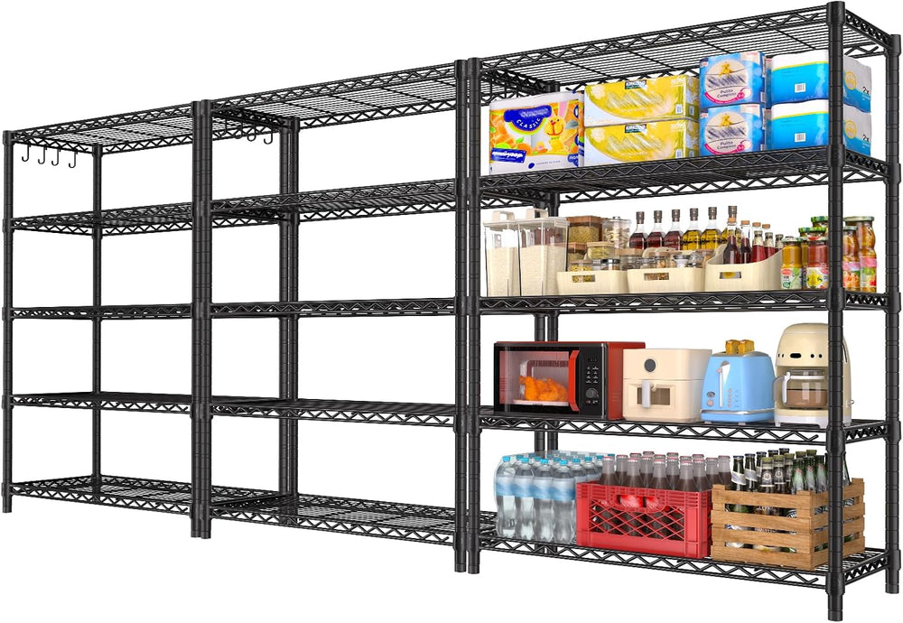 5 Tier Wire Metal Shelving: Adjustable Pantry Storage Shelves, NSF Bakers Rac...