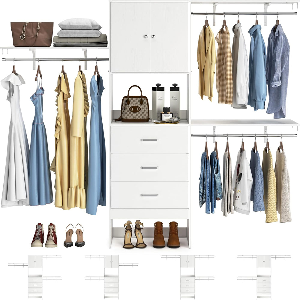 Armocity 96 Inches Closet System with Doors, 8FT Walk In Closet Organizer wit...