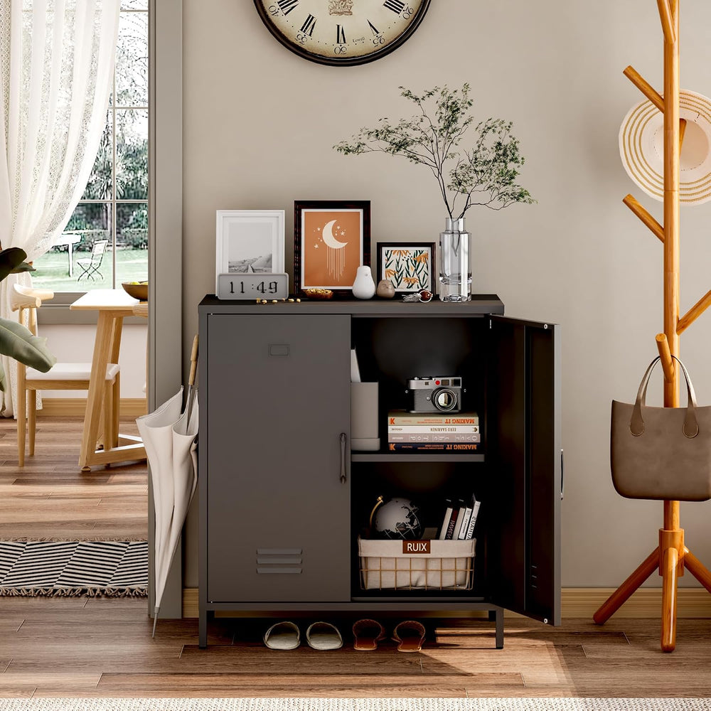 Steehoom Metal Cabinet with 2 Door, All Steel Small Locker Sideboard Buffet S...