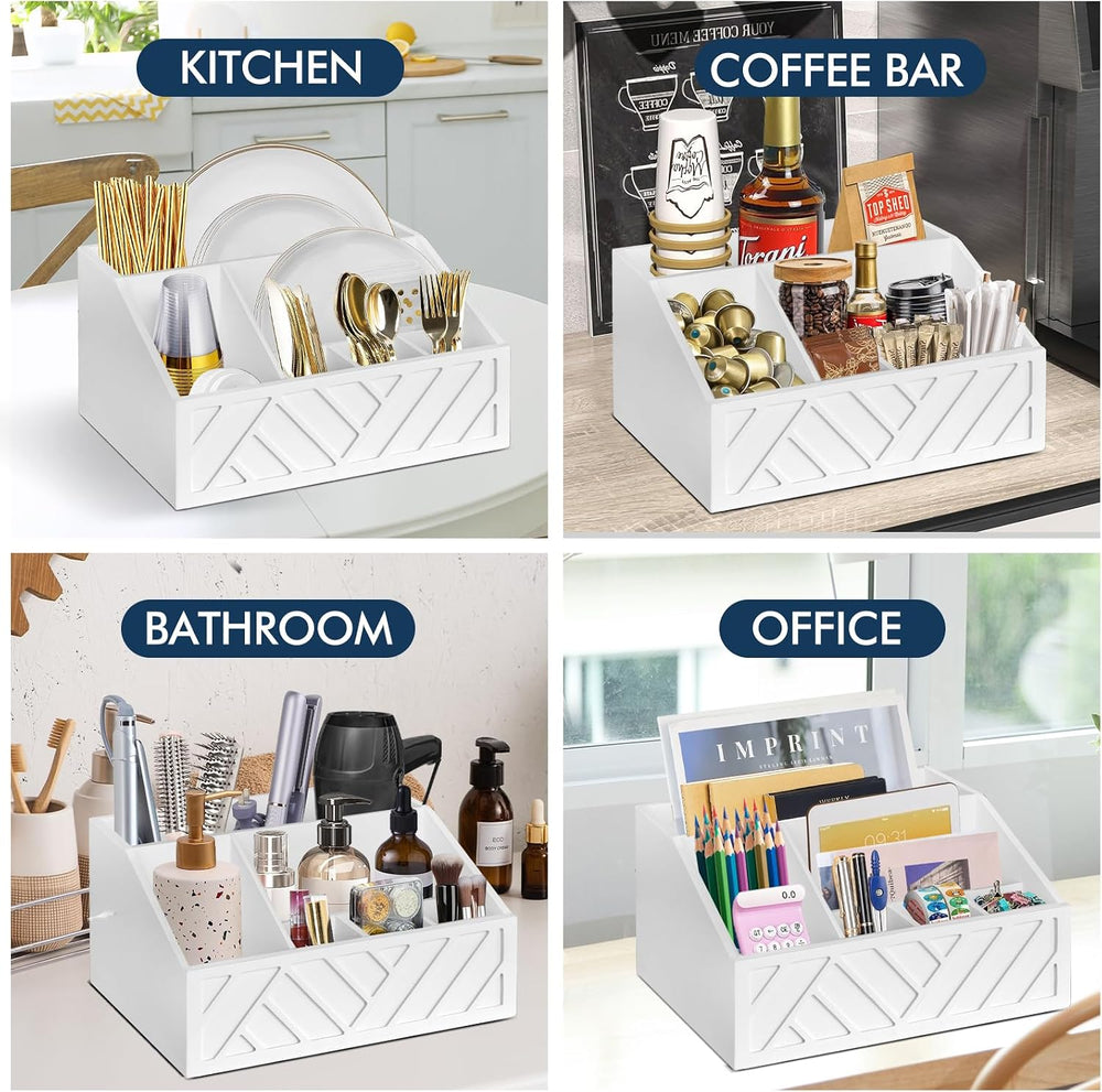 Ukonvi Paper Plate Dispenser, Paper Plate Holder for Kitchen Counter, Wood Ru...