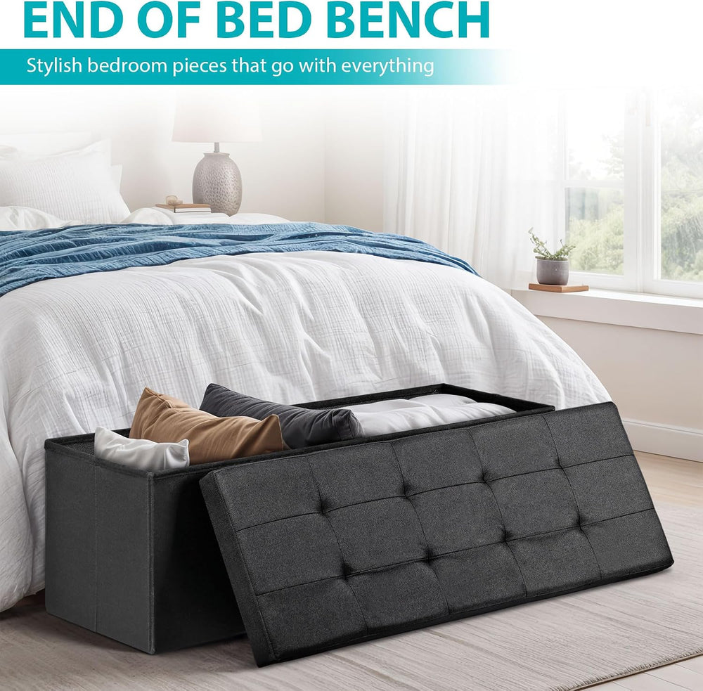 SUPER DEAL 43 Inches Storage Ottoman Bench, Folding Footrest with Padded Seat...