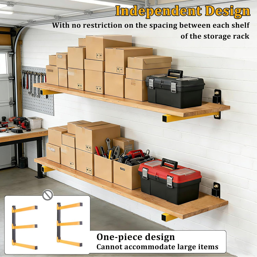 Lumber Storage Rack Heavy Duty Wall Mount Storage Shelves Sturdy Garage Shelv...