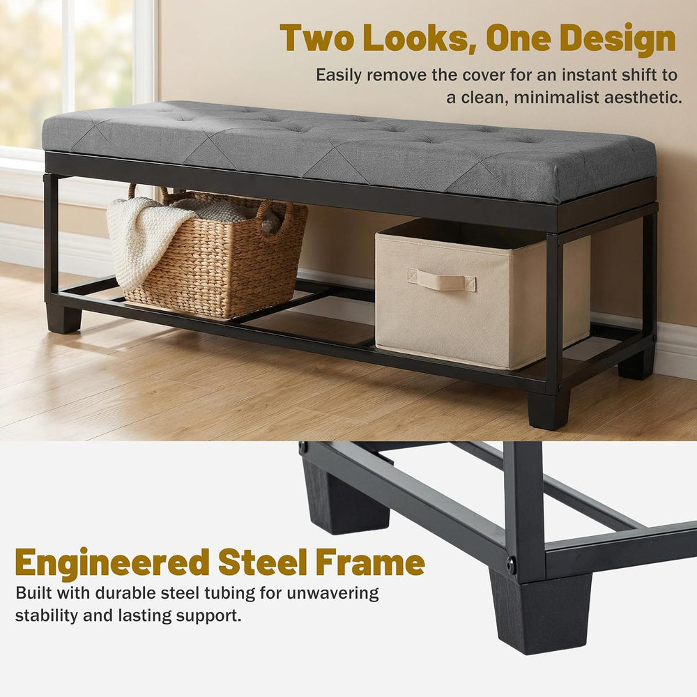 DUMOS Storage Ottoman Bench, 43.3 Inch End of Bed Bench for Living Room