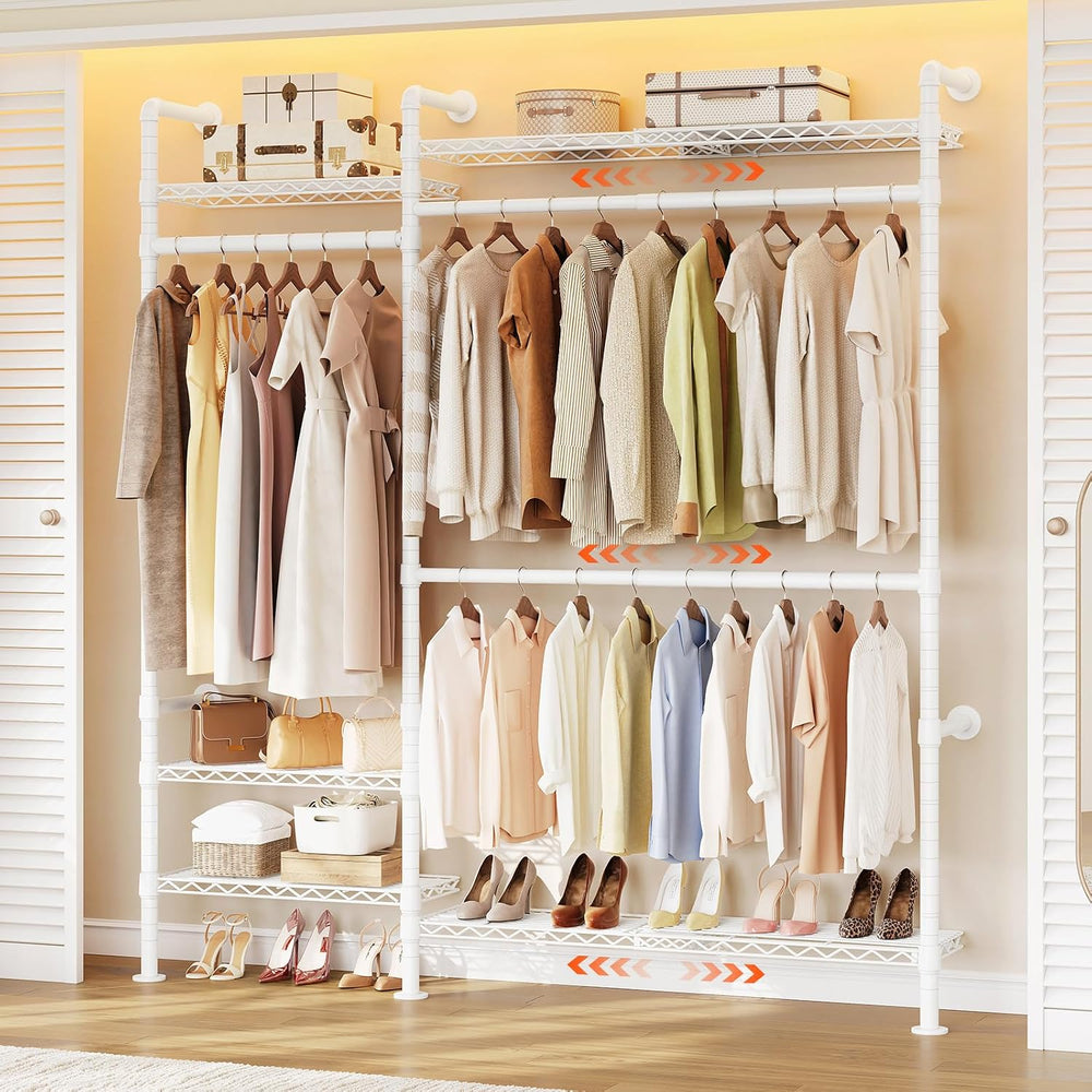 ONBRILL H2 Plus Expandable Wall Mounted Closet System Clothes Rack White