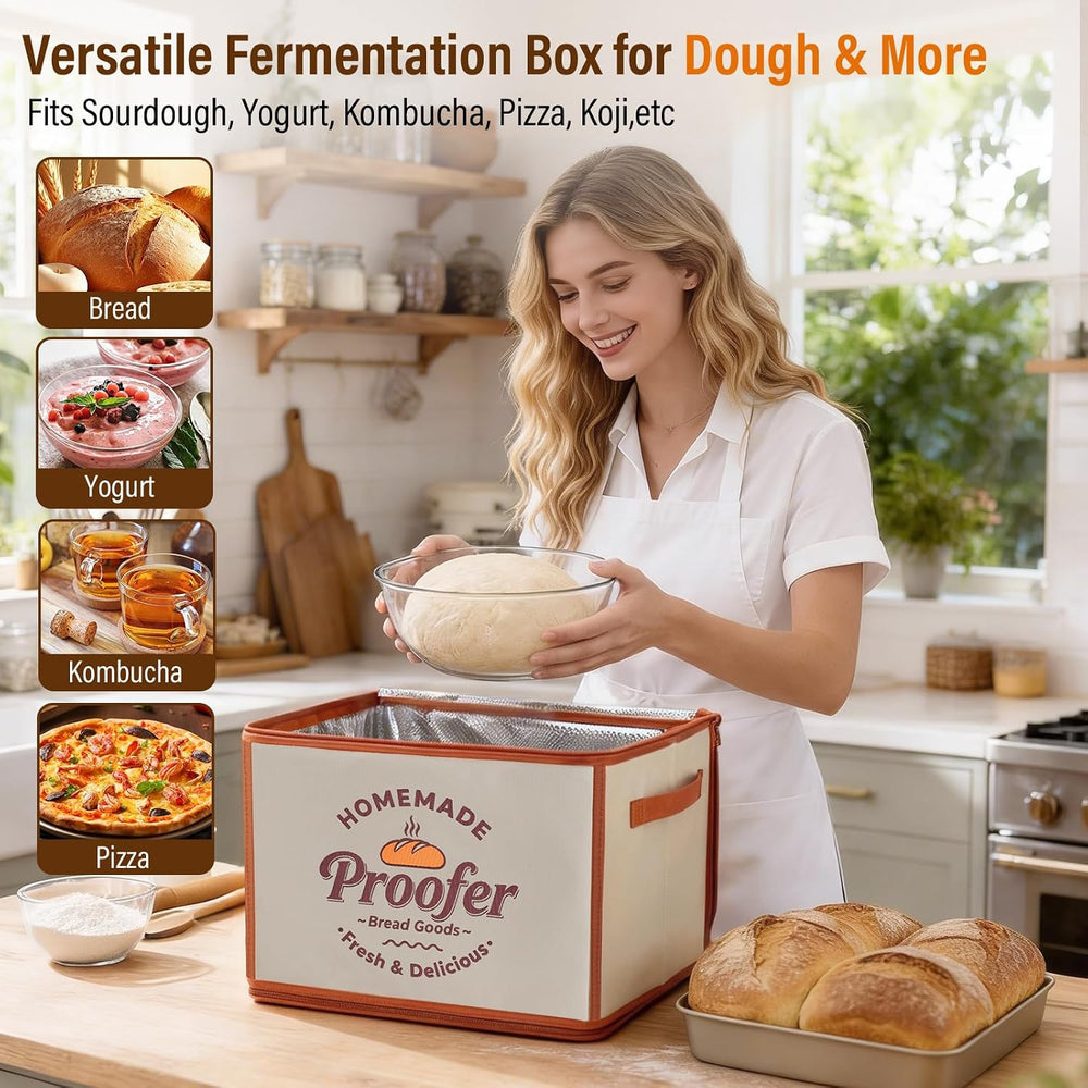 Foldable Bread Proofing Box, JOCXSPI 4-Sided Heating Dough Proofer for Sourdo...
