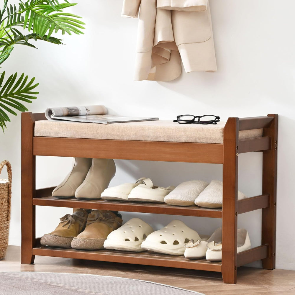 PETKABOO Shoe Rack Bench with Cushion, Shoe Rack for Front Door Entrance, Sho...