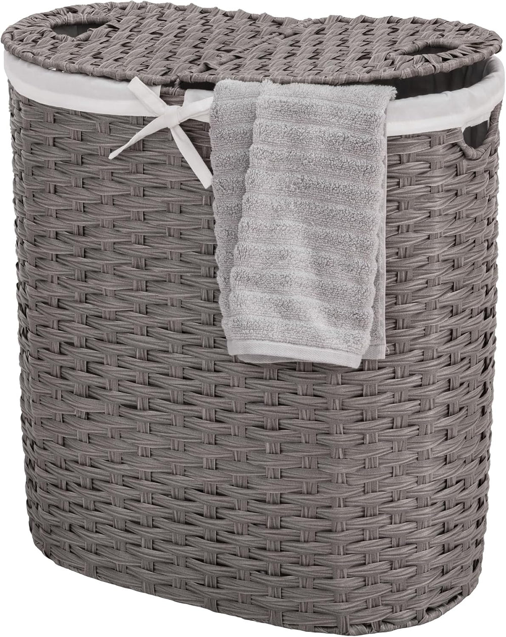 Seville Classics Premium Handwoven Portable Laundry Bin Basket with Carrying ...