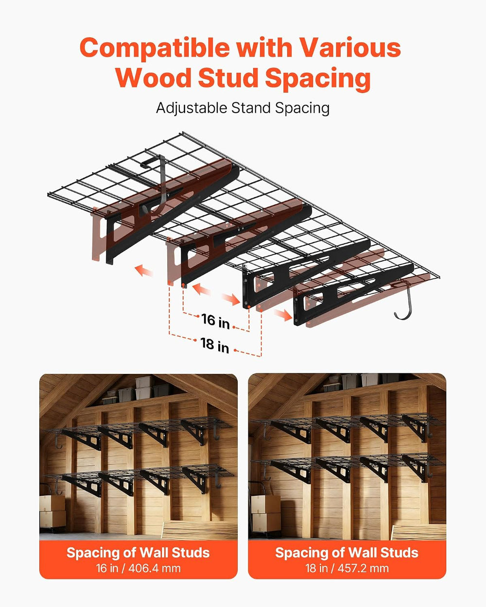 VEVOR 2-Pack Heavy Duty Garage Wall Shelving, 2 x 6 ft Steel Wall Mounted She...