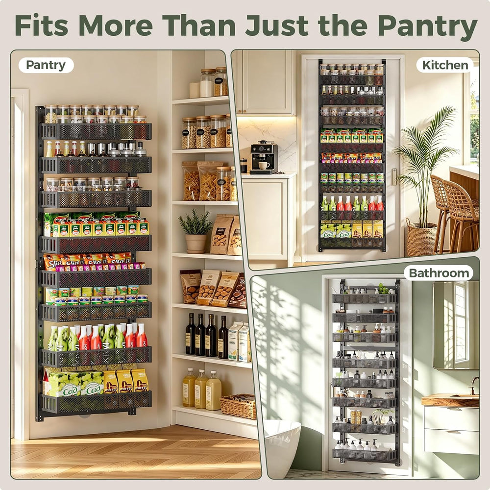 8-Tier Over the Door Pantry Organizer, 2 IN 1 Wall Mount or Hanging Spice Rac...