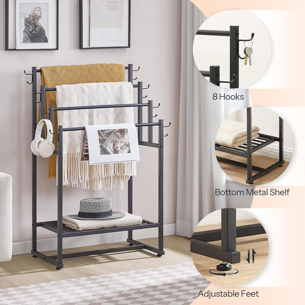 HOOBRO 4-Tier Free Standing Towel Rack for Bathroom, Blanket Rack Stand, 23.6...