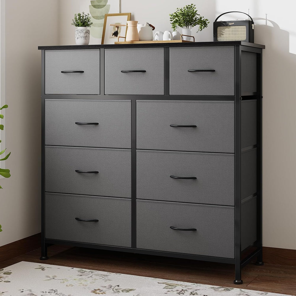 Fabric Dresser for Bedroom with 9 Drawers, Storage Tower