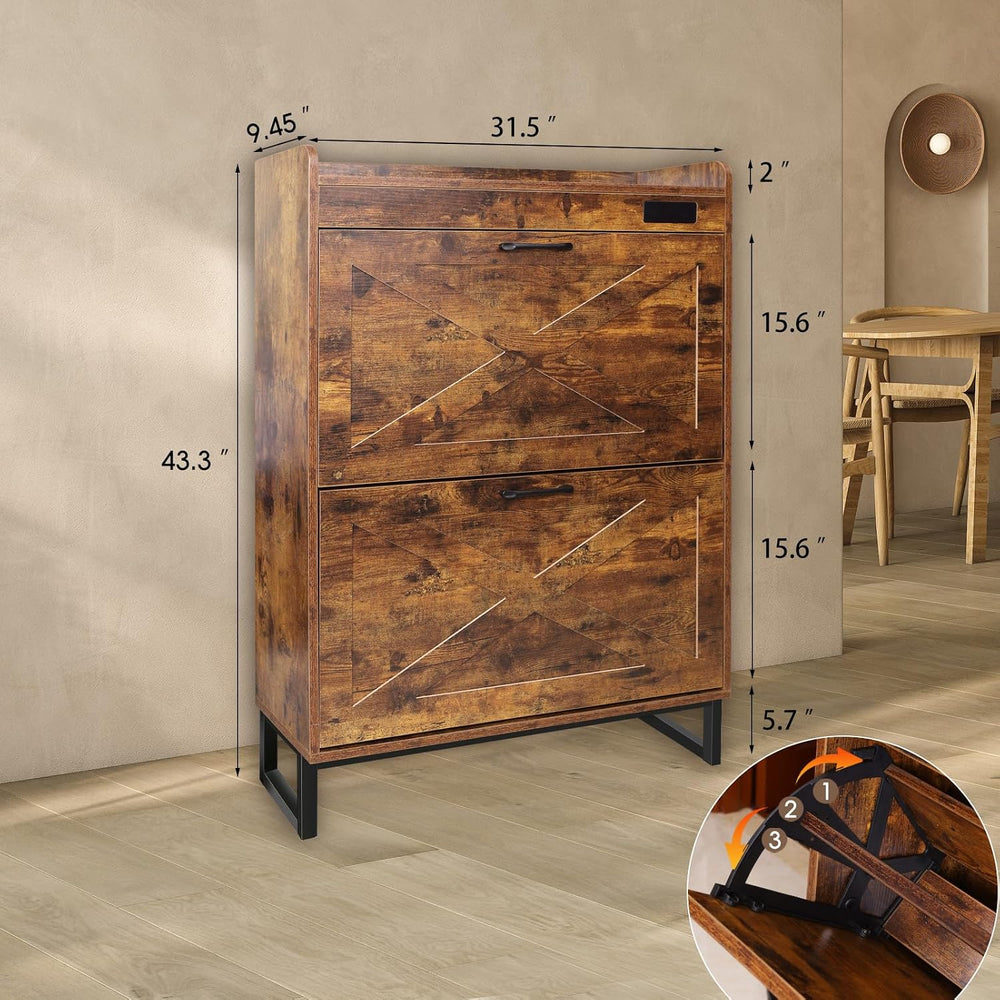 BEURUKU Shoe Cabinet Storage for Entryway, Deodorizing Slim Shoe Rack with 2 ...
