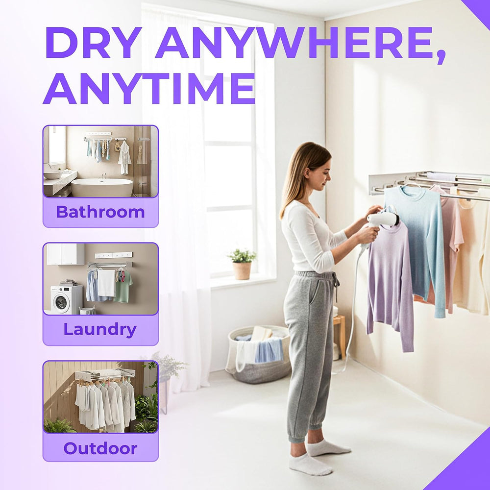 Wall Mounted Clothes Drying Rack - 31.5" Foldable Clothes Drying Rack Wa...