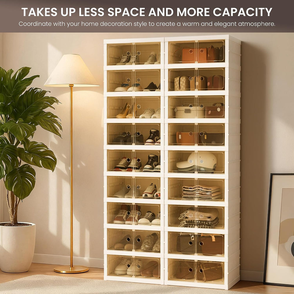 Foldable Shoe Organizer Storage Box, Portable Extra Large Folding Shoe Rack f...