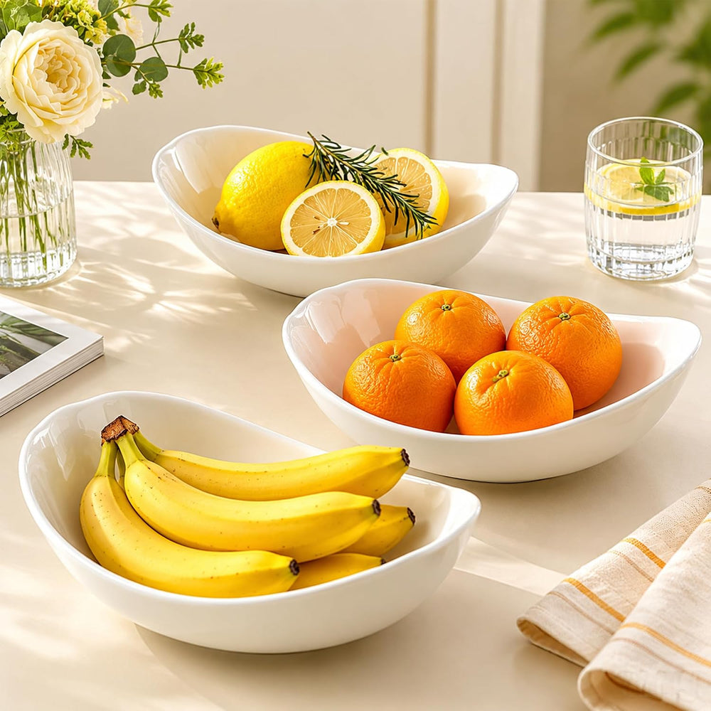 3-Tier Ceramic Fruit Bowl, Metal Stand with Anti-Slip Silicone