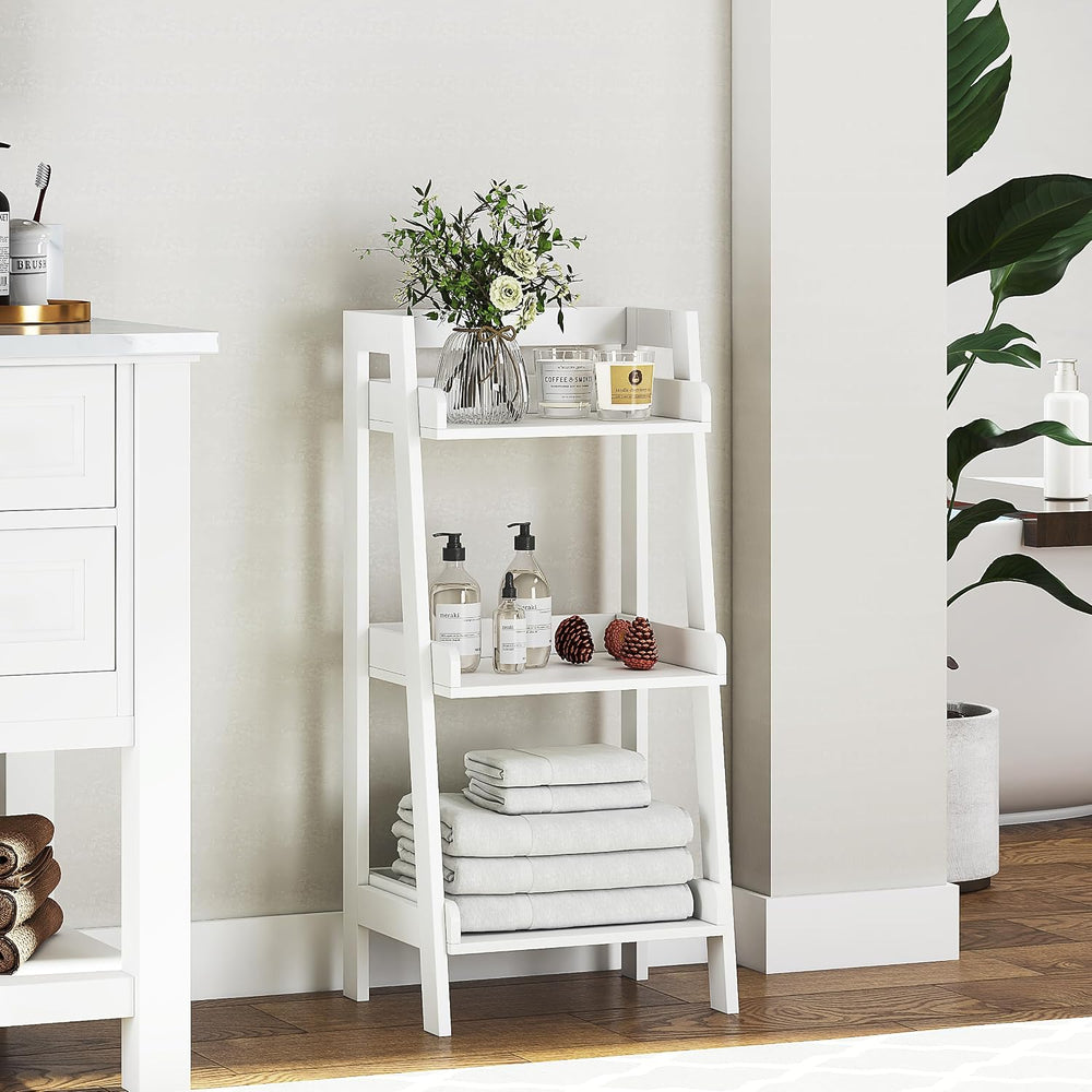 UTEX Bathroom Ladder Shelf, 3-Tier Small Storage Rack, White