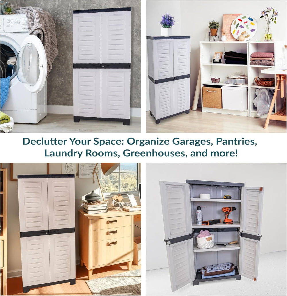 Sunnydaze 48" Garage Storage Cabinet with Locking Doors & Shelves, Gray