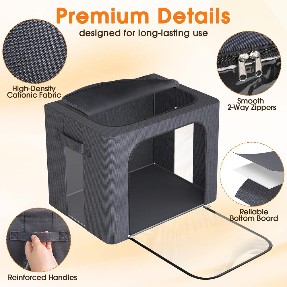 8 Pack Clothes Storage Bins with Metal Frame,Stackable Organizer Bins with Ha...
