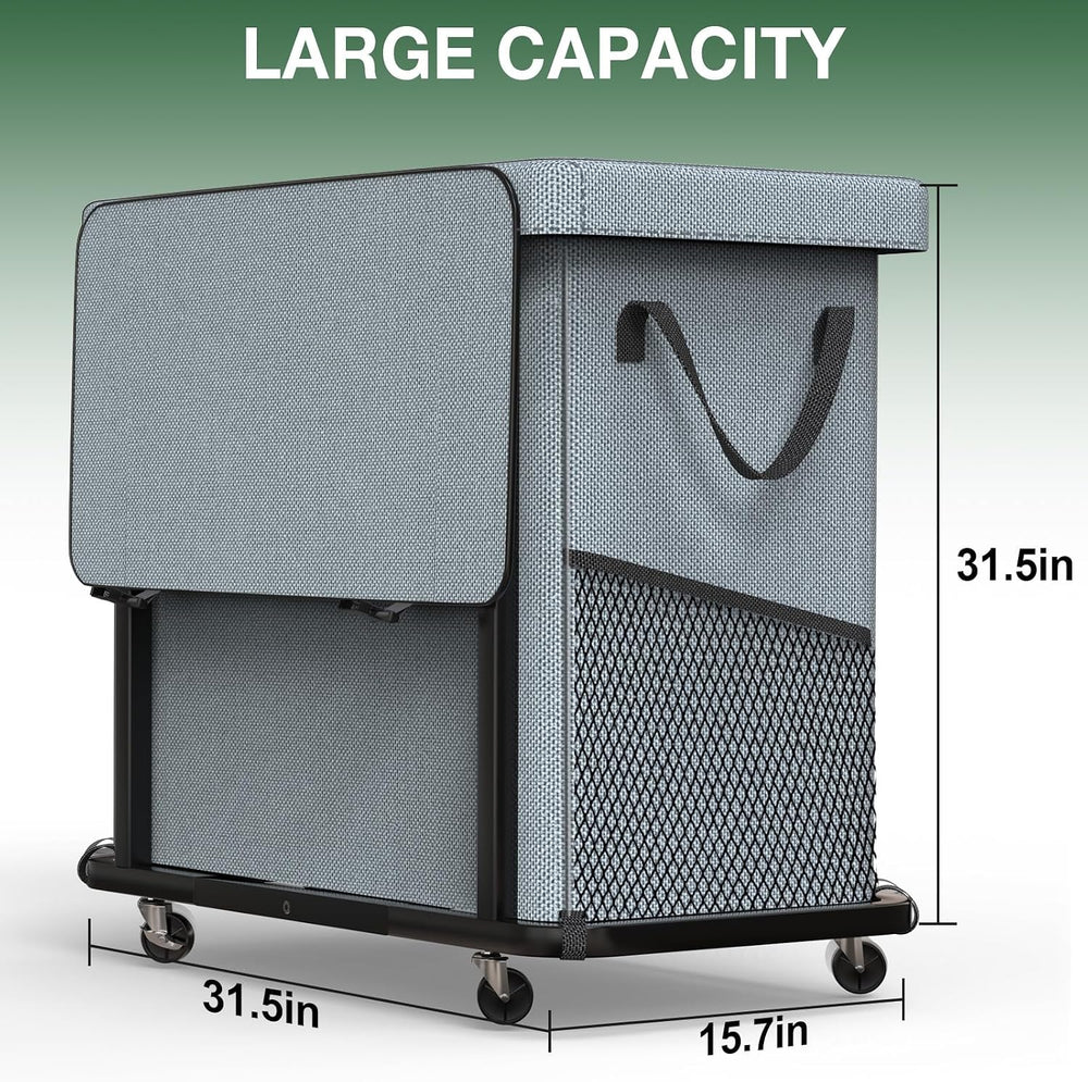 Laundry Basket with Lid,230L Rolling Laundry Hamper with Wheels,Grey