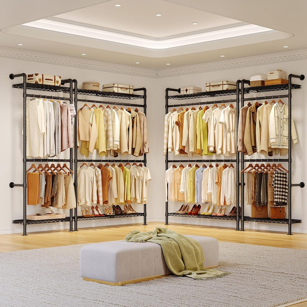 ONBRILL H1 Plus Expandable Wall Mounted Closet System Clothing Rack Black