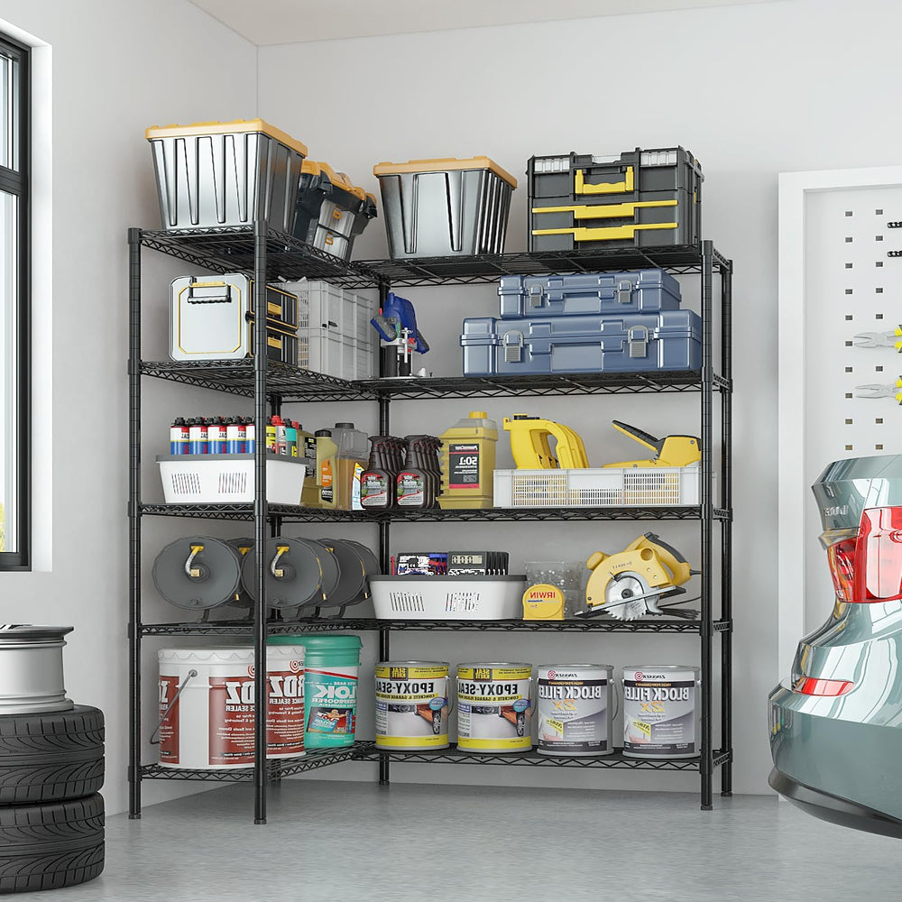 Karl home Black 5 Tier Adjustable Garage Storage Shelves