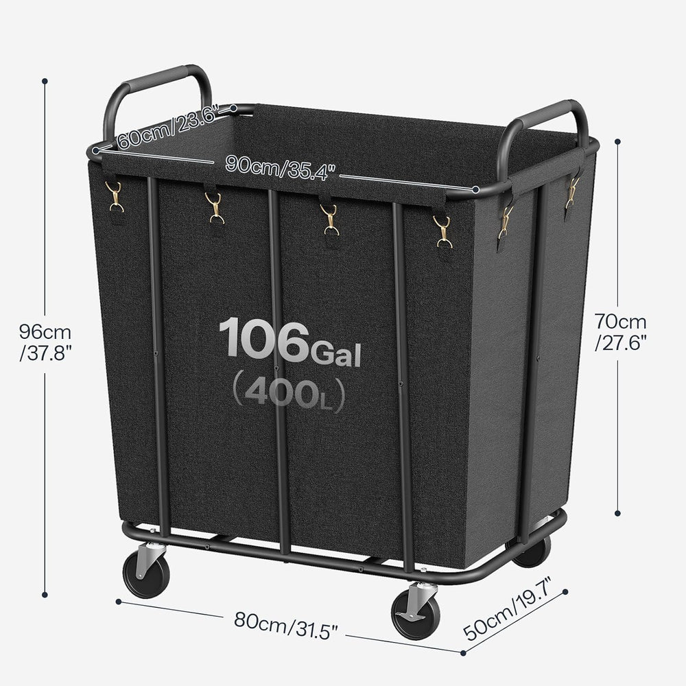 HOOBRO 106 Gal (400 L) Laundry Hamper with Lockable Wheels, Heavy Duty Rollin...