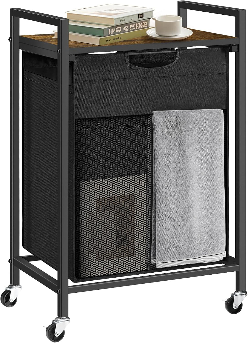 Laundry Hamper with Shelf, Laundry Basket with 1 Large Pull-Out Removable Bag...