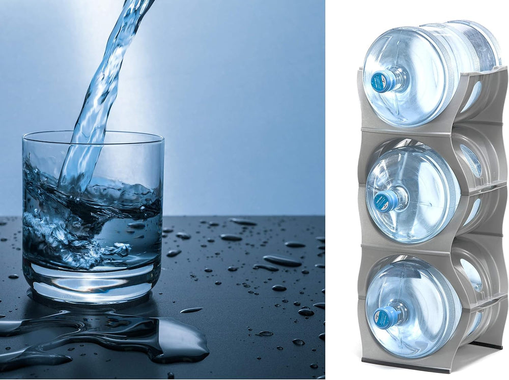 Bariboo Stackable Water Bottle Storage Rack Best Water Jugs 5 Gallon Organize...