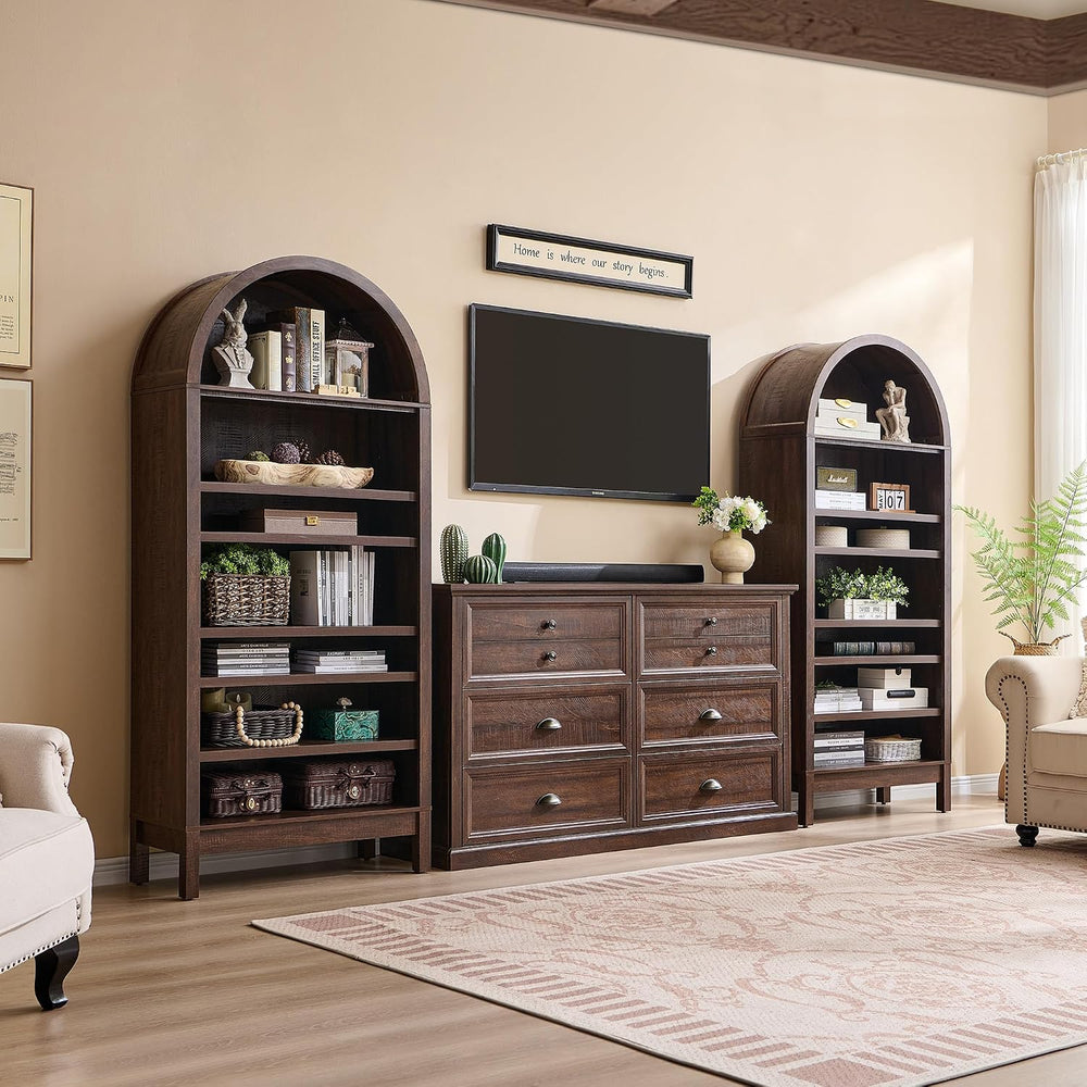 IFGET 71" Tall Arched Shoe Storage Cabinet, 7 Tiers Shoe Rack-Brown