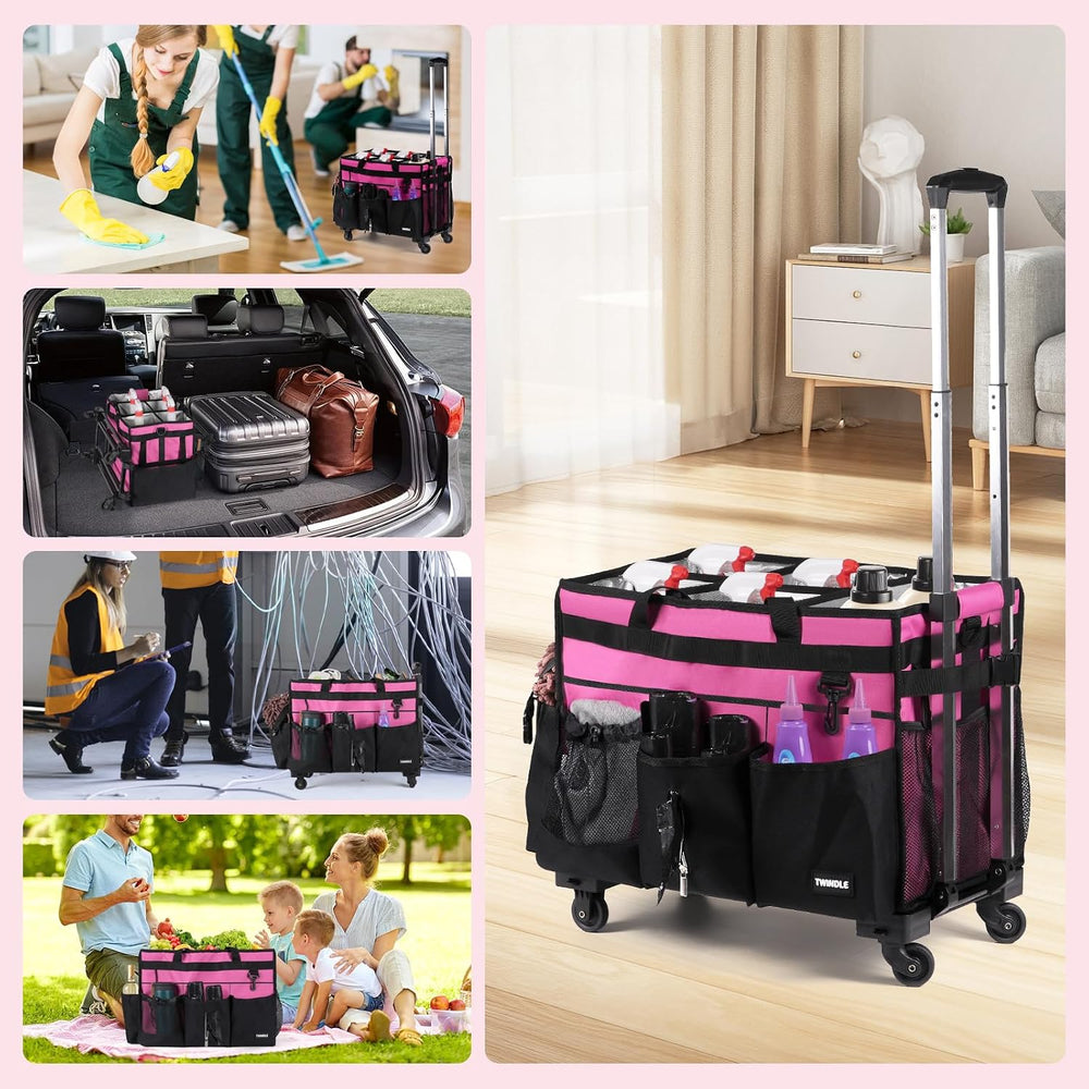 Extra-Large Rolling Cleaning Caddy with Wheels,Cleaning Caddy Bag with Detach...