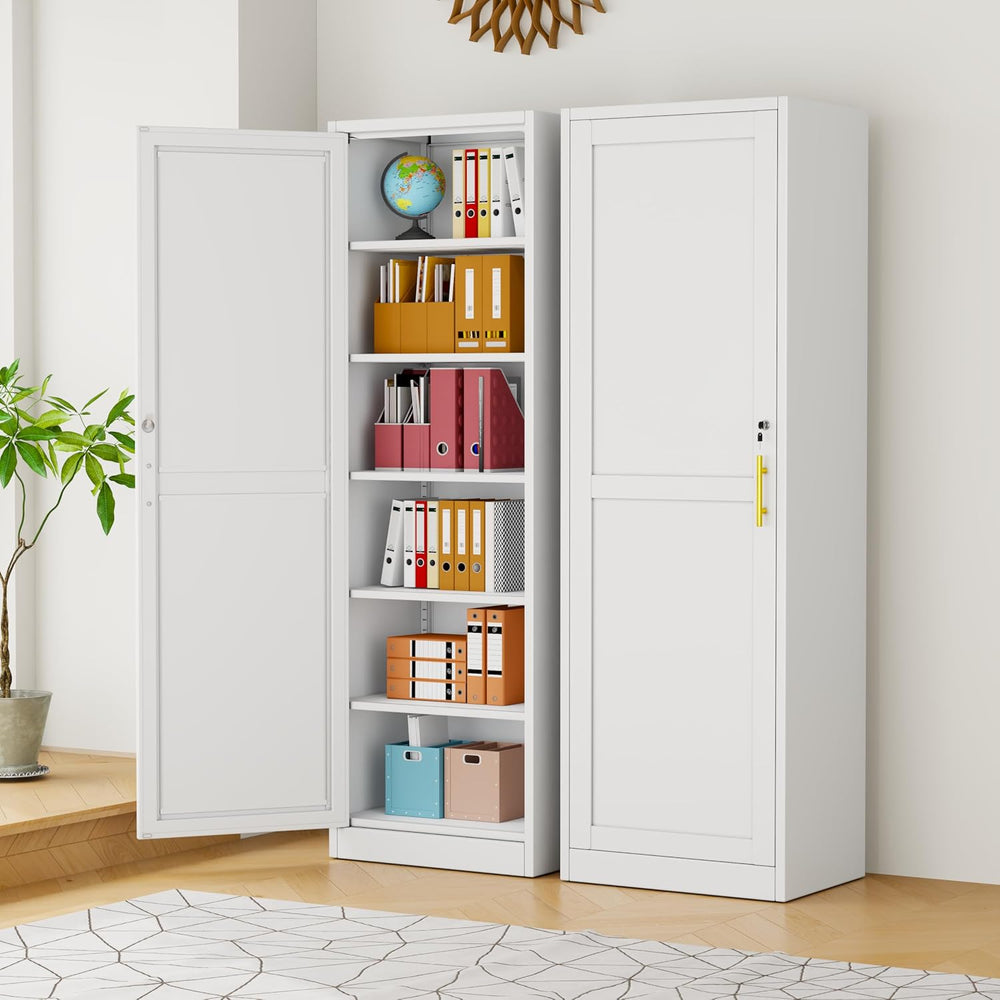pozdeg 67" White Lockable Metal Storage Cabinet