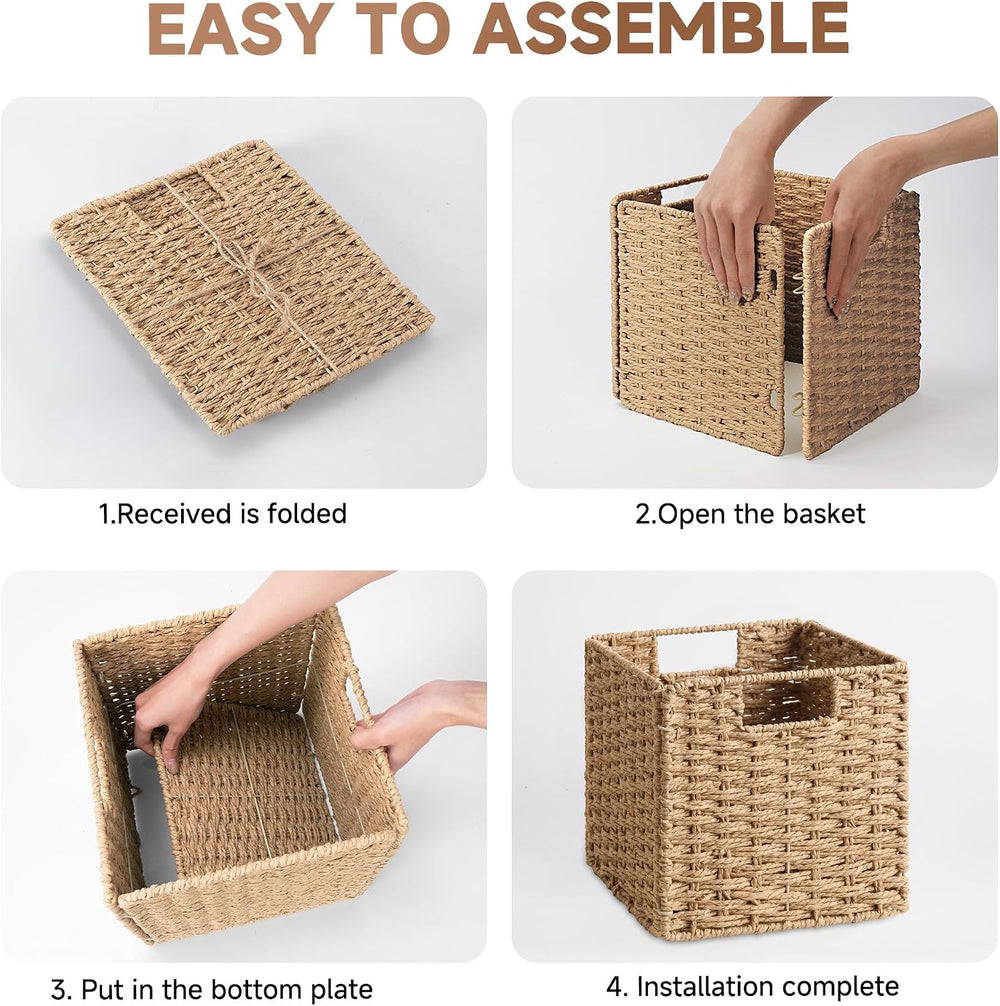 StorageWorks 11 inch Cube Storage Bins, Wicker Baskets,Storage Cube,Natural