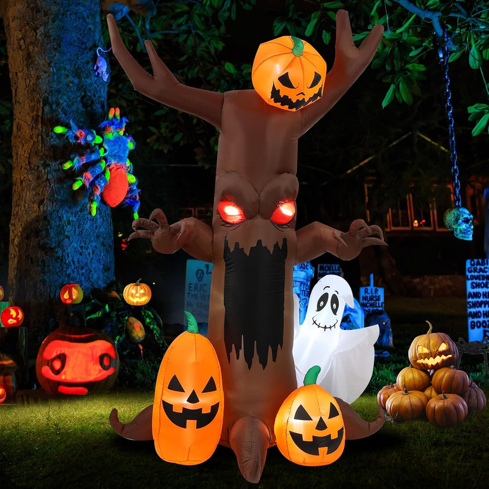 9ft Pumpkin Ghost Tree Halloween Inflatable Outdoor Decoration, Courtyard Dec...