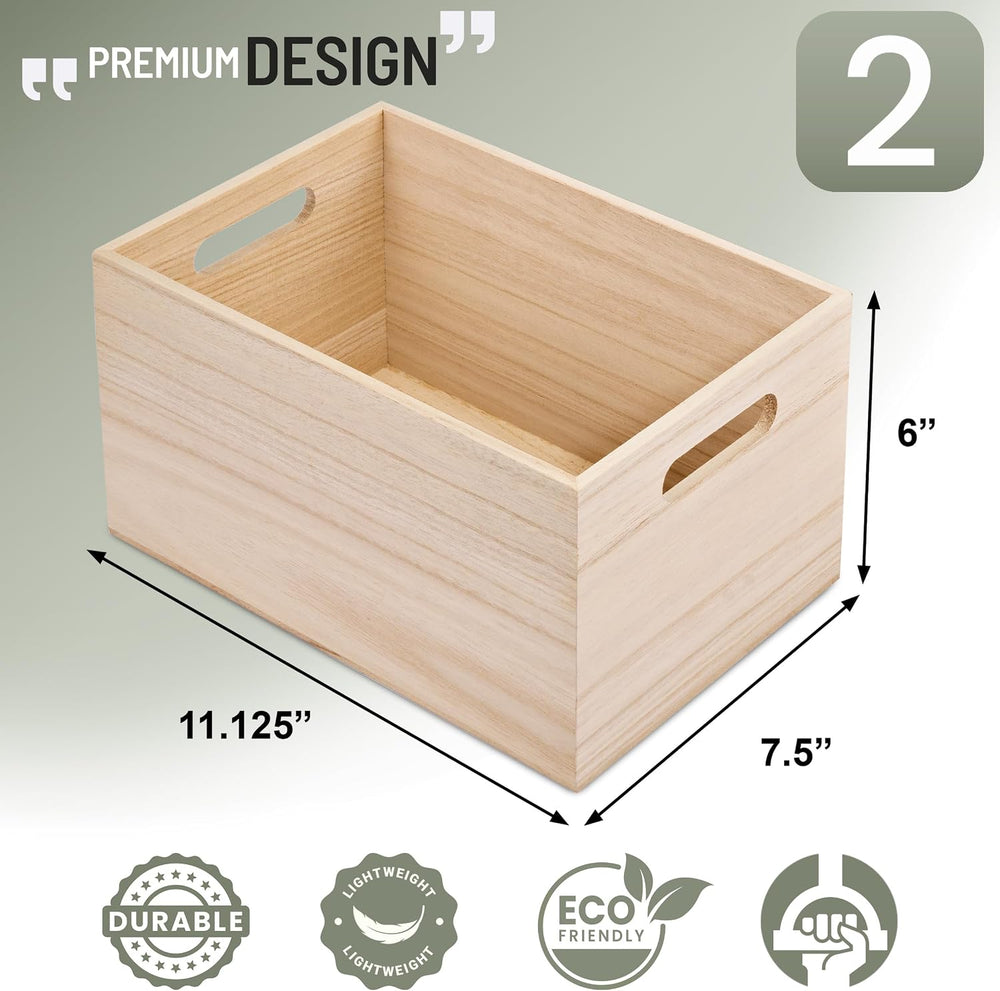 Sorbus Unfinished Wooden Boxes for Storage, Pantry & Crafts (2 Pack)