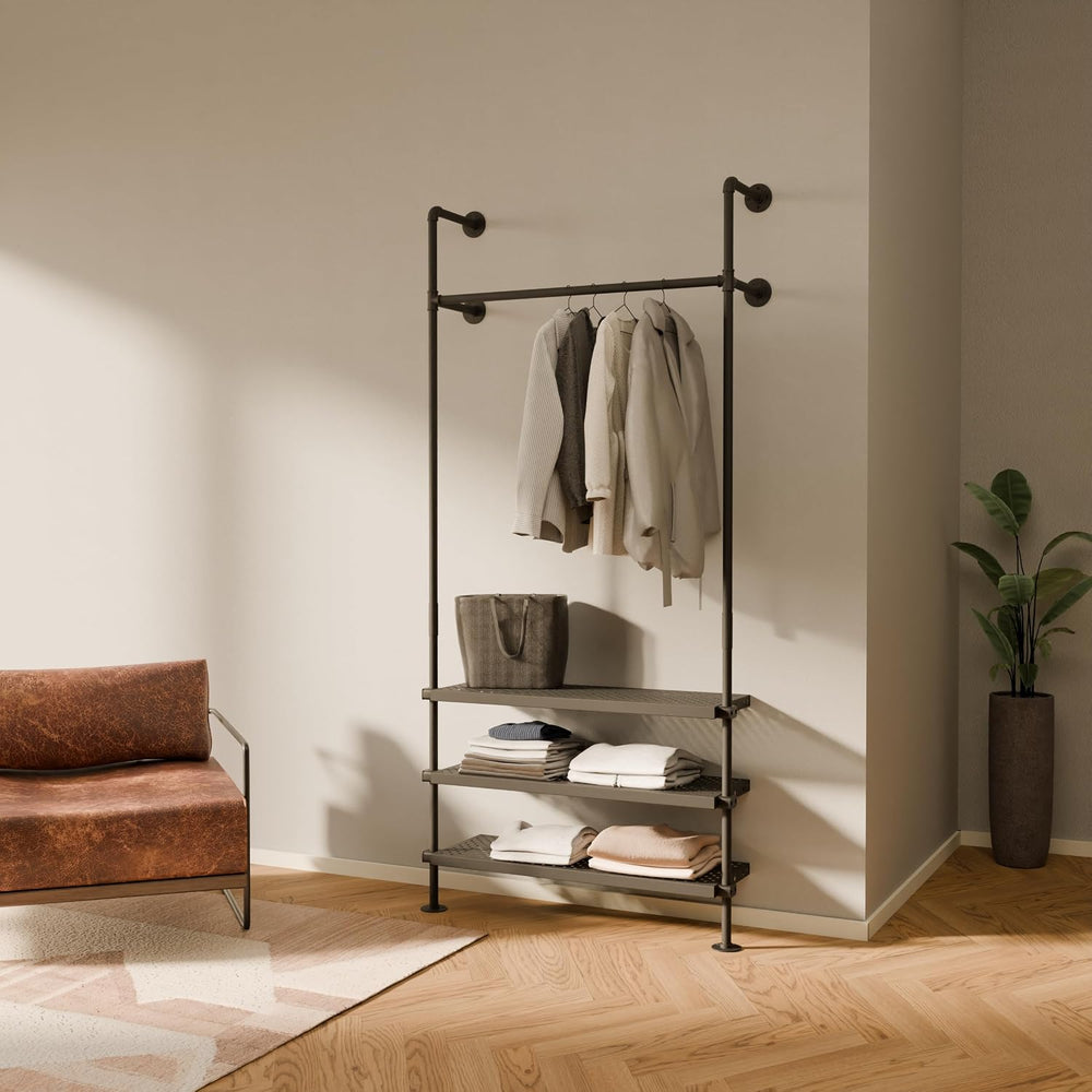 pamo Wall Mounted Clothing Rack with Metal Sheves – 41" W × 87" H, ...