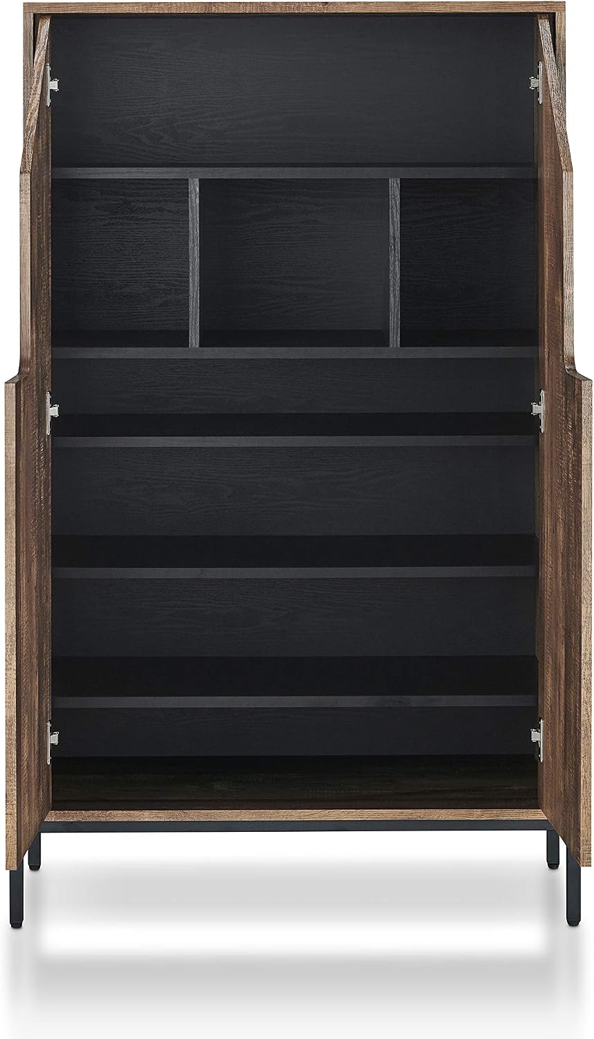 HOMES: Inside + Out Charles Rustic Entryway Shoes Cabinet with 4 Enclosed She...