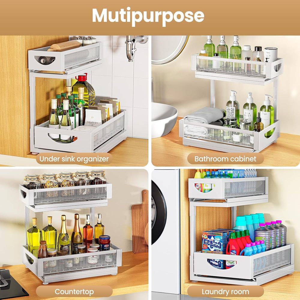 Under Sink Organizer for Kitchen and Bathroom Cabinets Pull Out Storage
