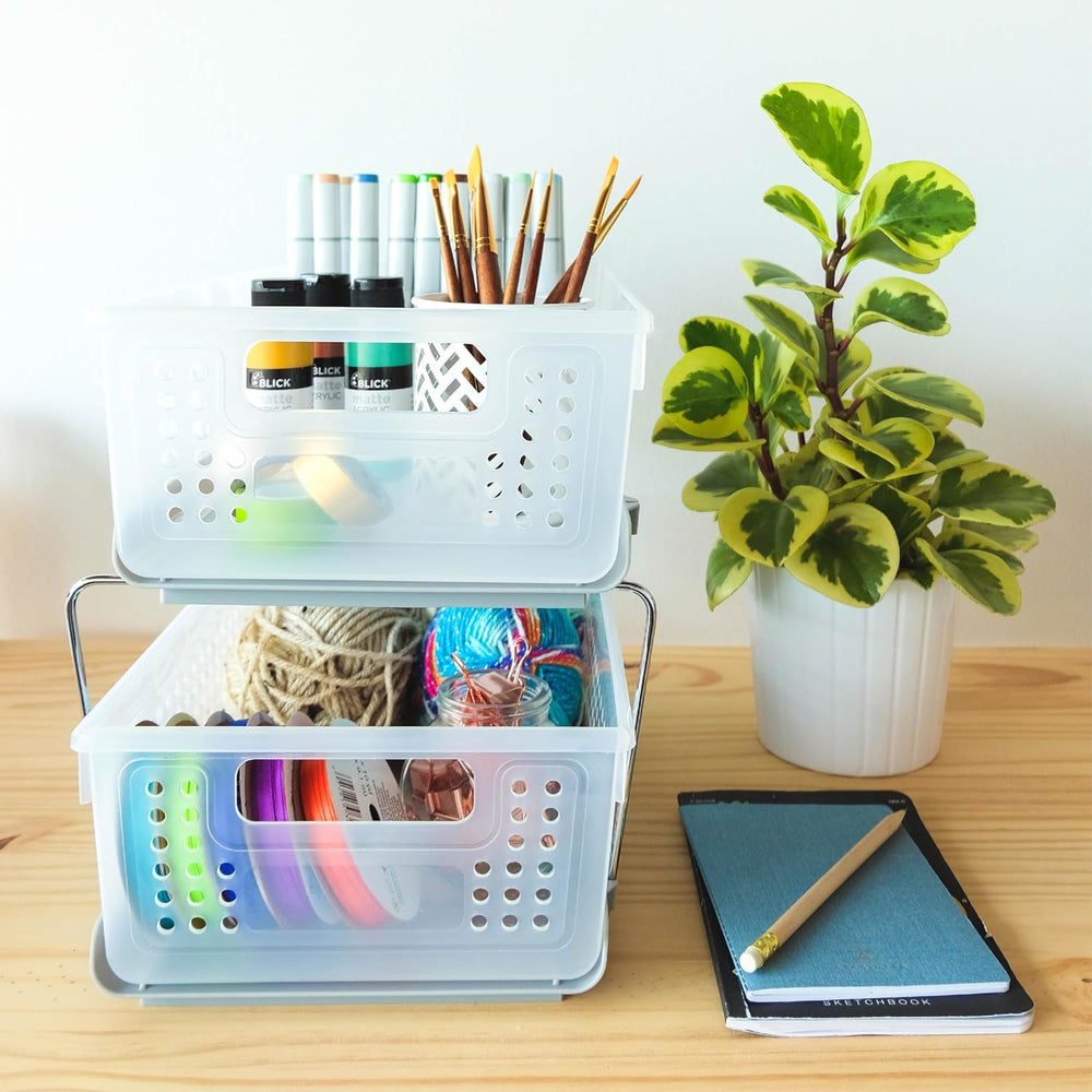 madesmart 2 Tier Organizer, Under Cabinet Storage with Pull Out Sliding Drawe...
