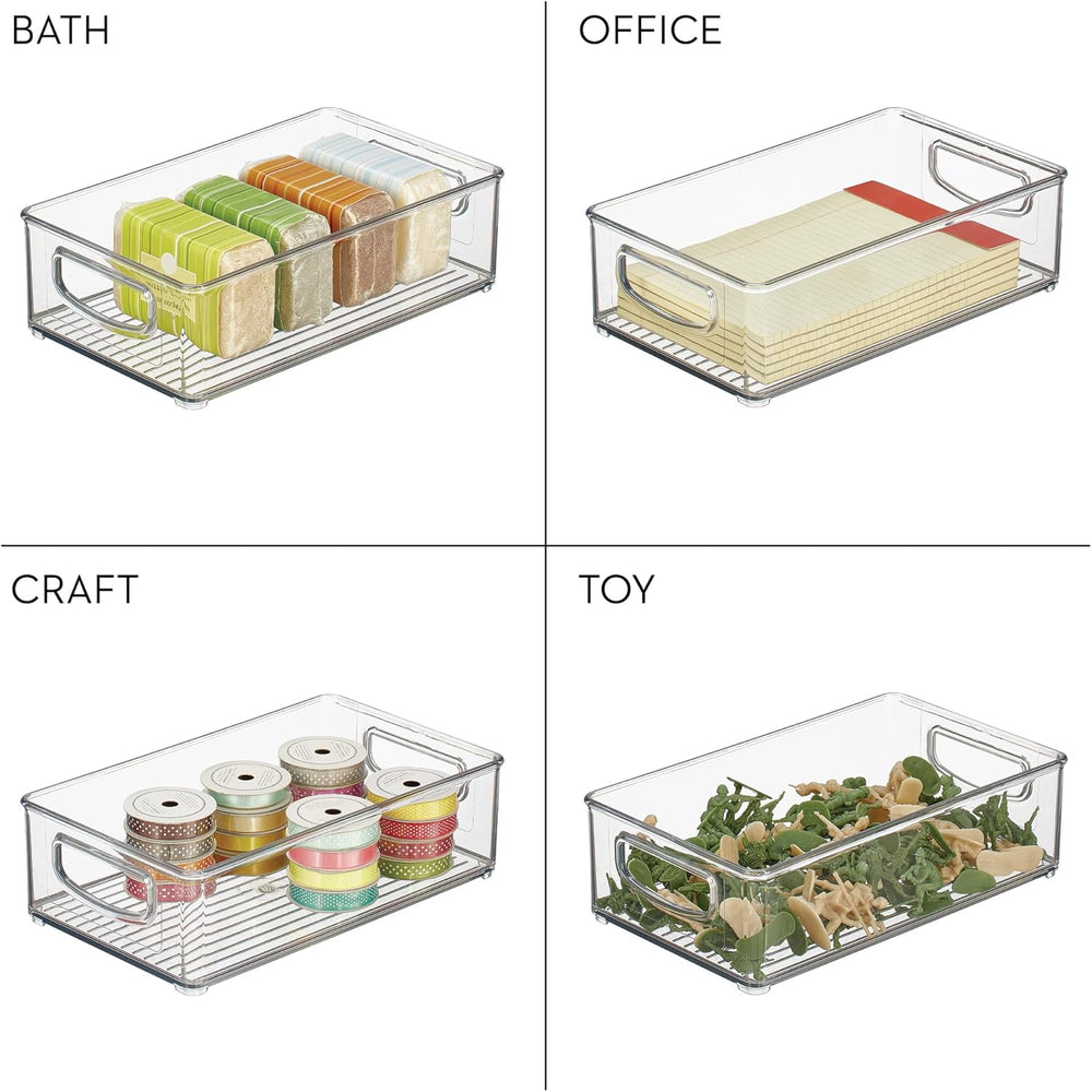 iDesign Stackable Pantry Bins with Handles, 4 Different Sizes, 4 Pack, Clear,...