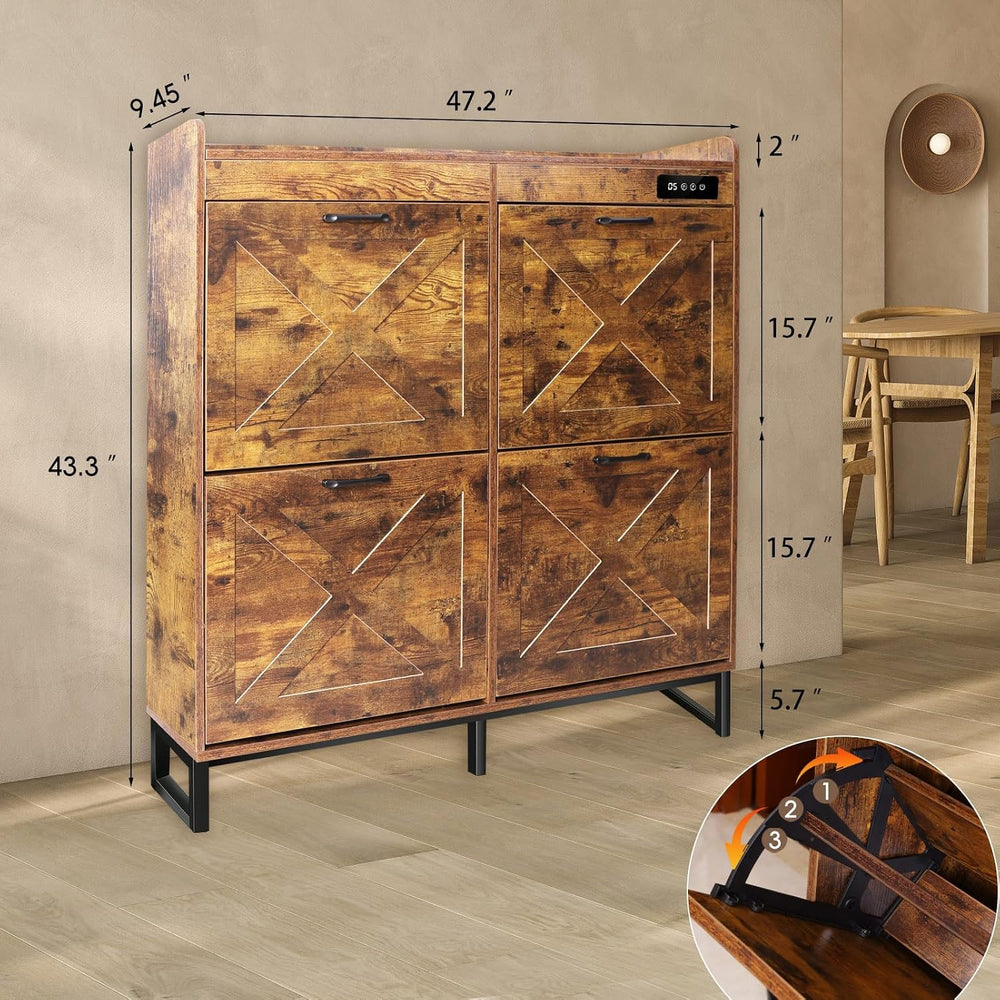 BEURUKU Shoe Cabinet with Deodorizer & 4 Flip Drawers, Shoe Cabinet Stora...