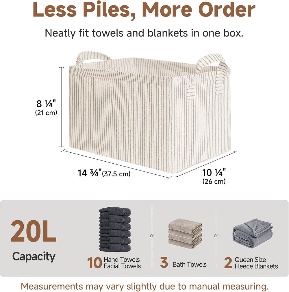 StorageWorks Fabric Storage Bins, Khaki & Beige Stripes, 2-Pack