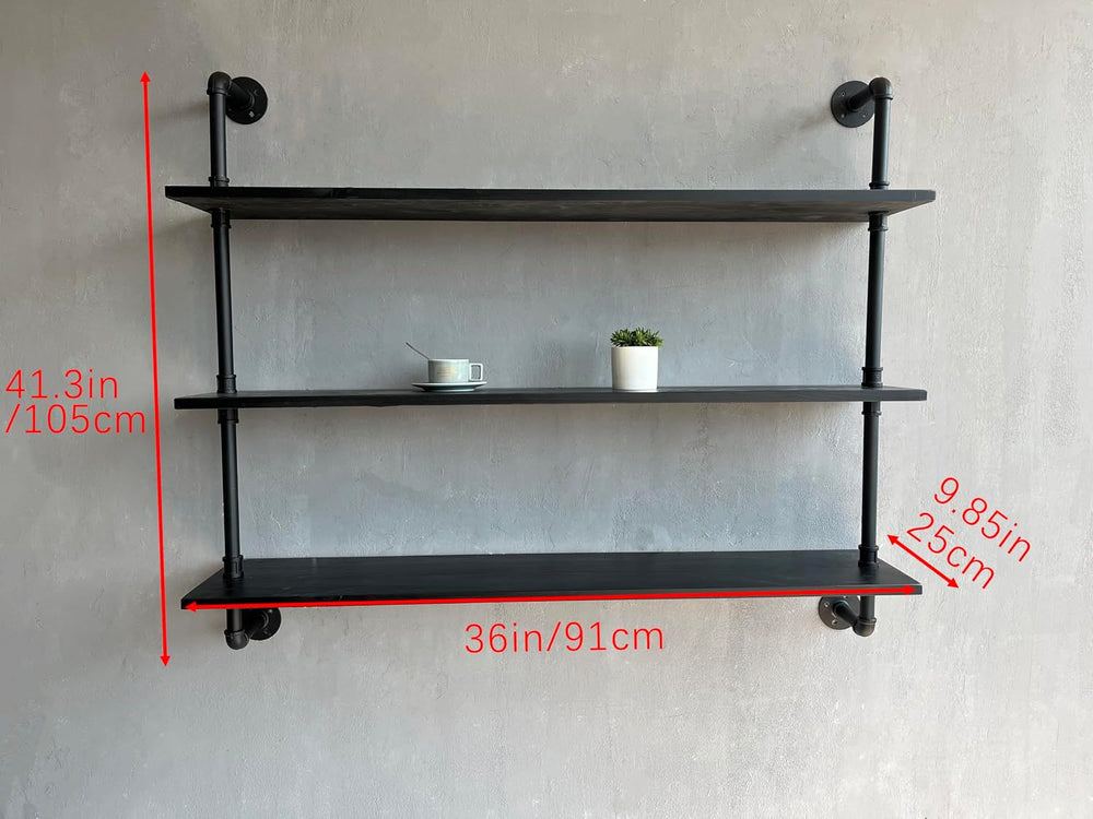 HDDFER Industrial Pipe Shelf Shelving Bookcase, Wall Mounted Rustic Bookshelf...