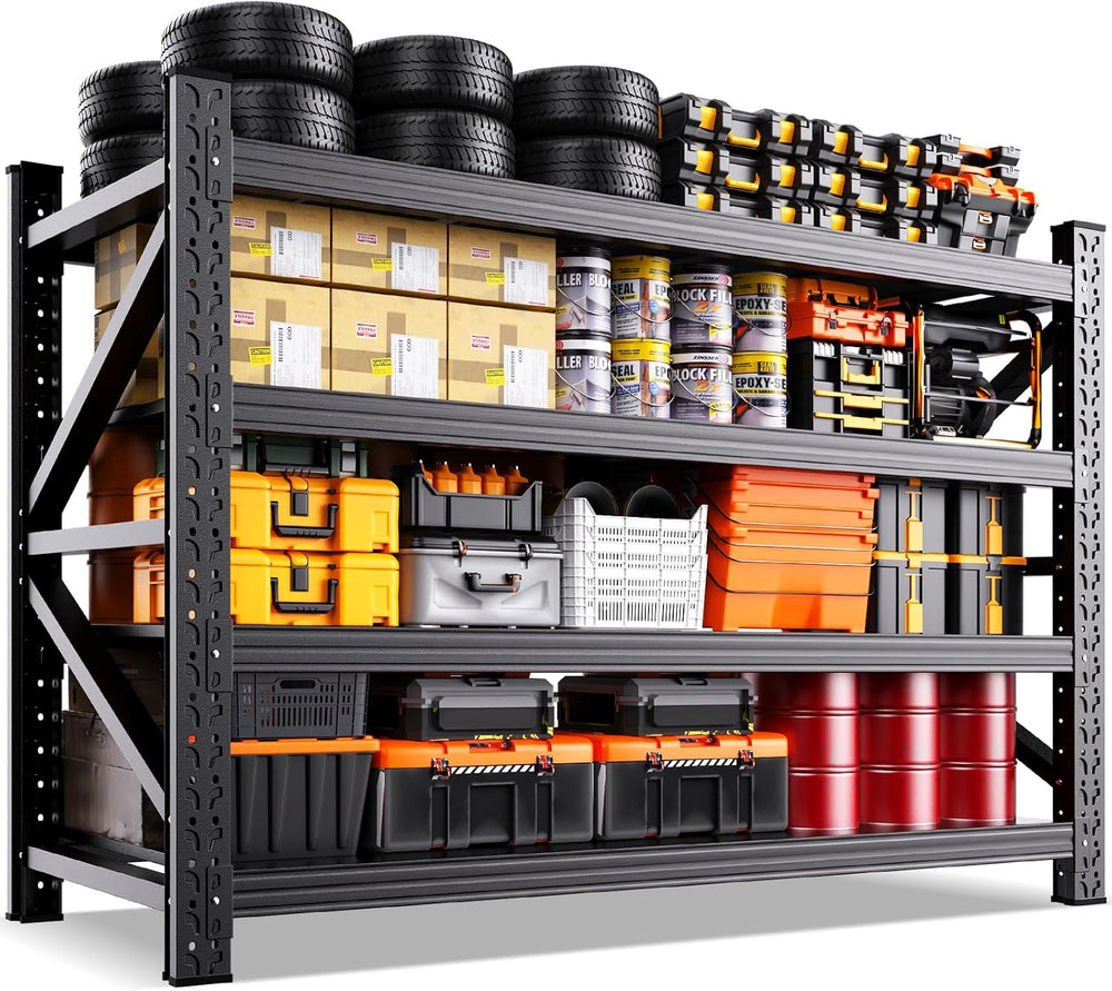5000LBS Garage Shelving Heavy Duty, 4 Tier Adjustable Storage Shelves, Heavy ...
