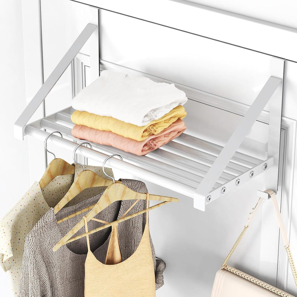 Over The Door Clothes Hanger with 2 Hooks, Stainless Steel Over The Door Hang...
