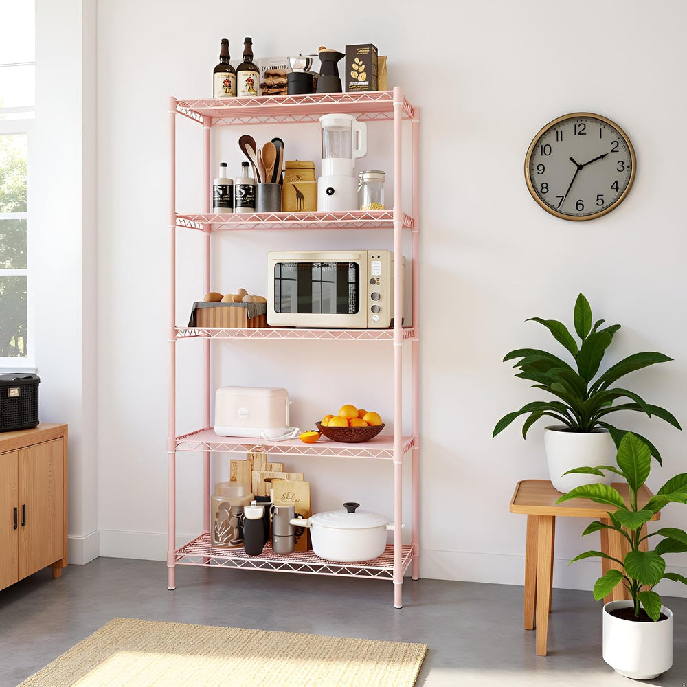 5 Tier Storage Racks Shelving, Heavy Steel Pantry Shelves, Adjustable Wire Sh...