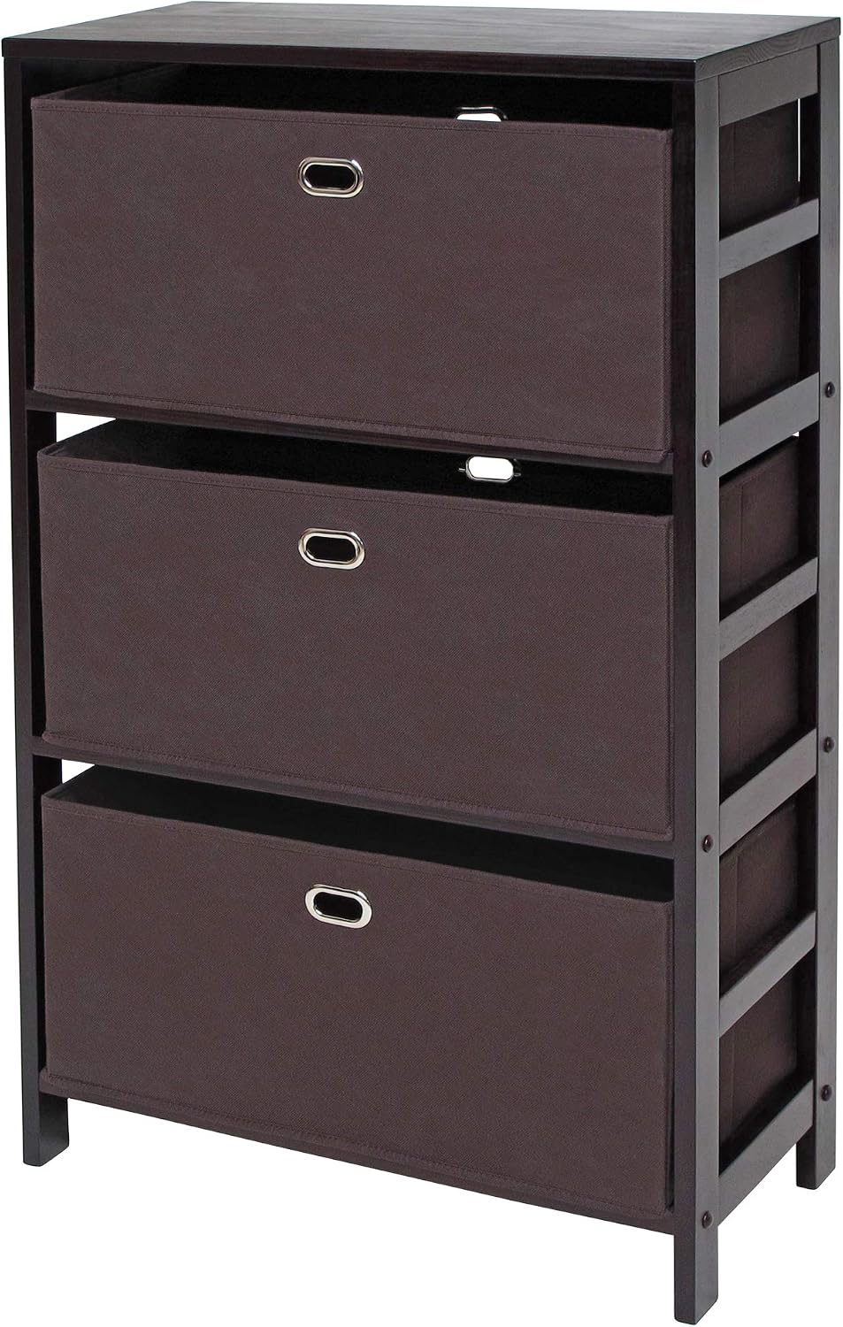 Winsome Torino 4-PC Set Shelf w/Black Fabric Baskets Storage and Organization...