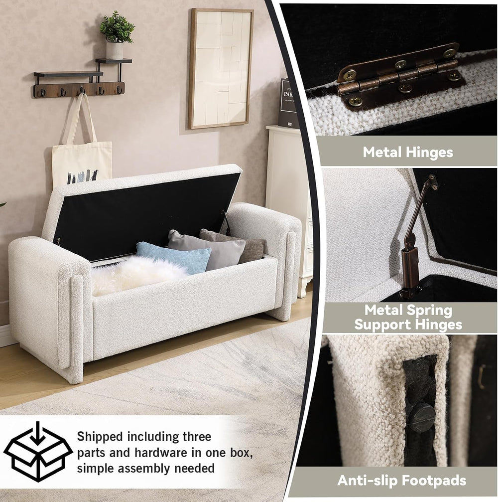 CIMOTA Modern Storage Ottoman Bench, 58” Large Upholstered Storage Bench with...