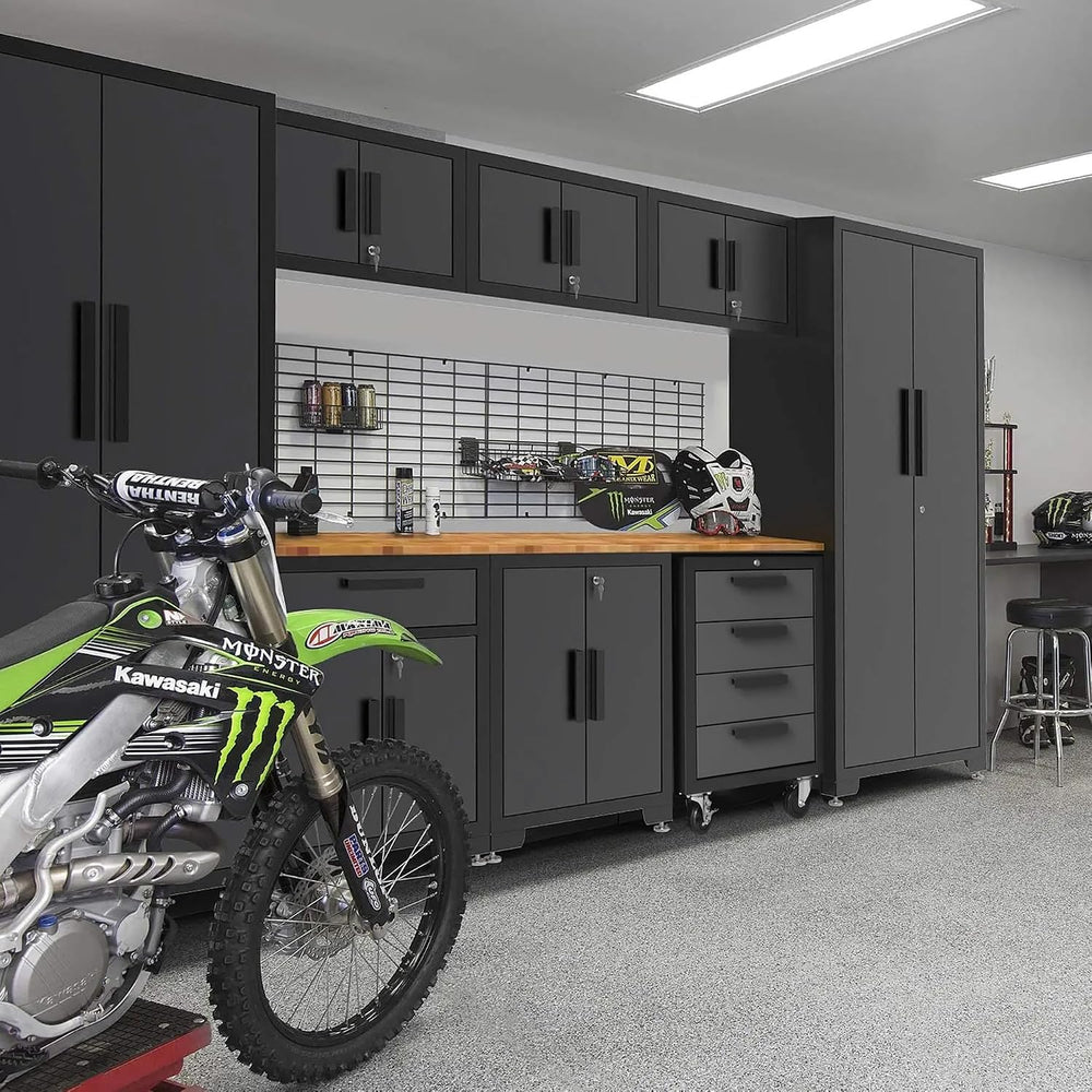 Torin Garage Storage Cabinets System, 9 Piece Workshop Cabinet Set in Black