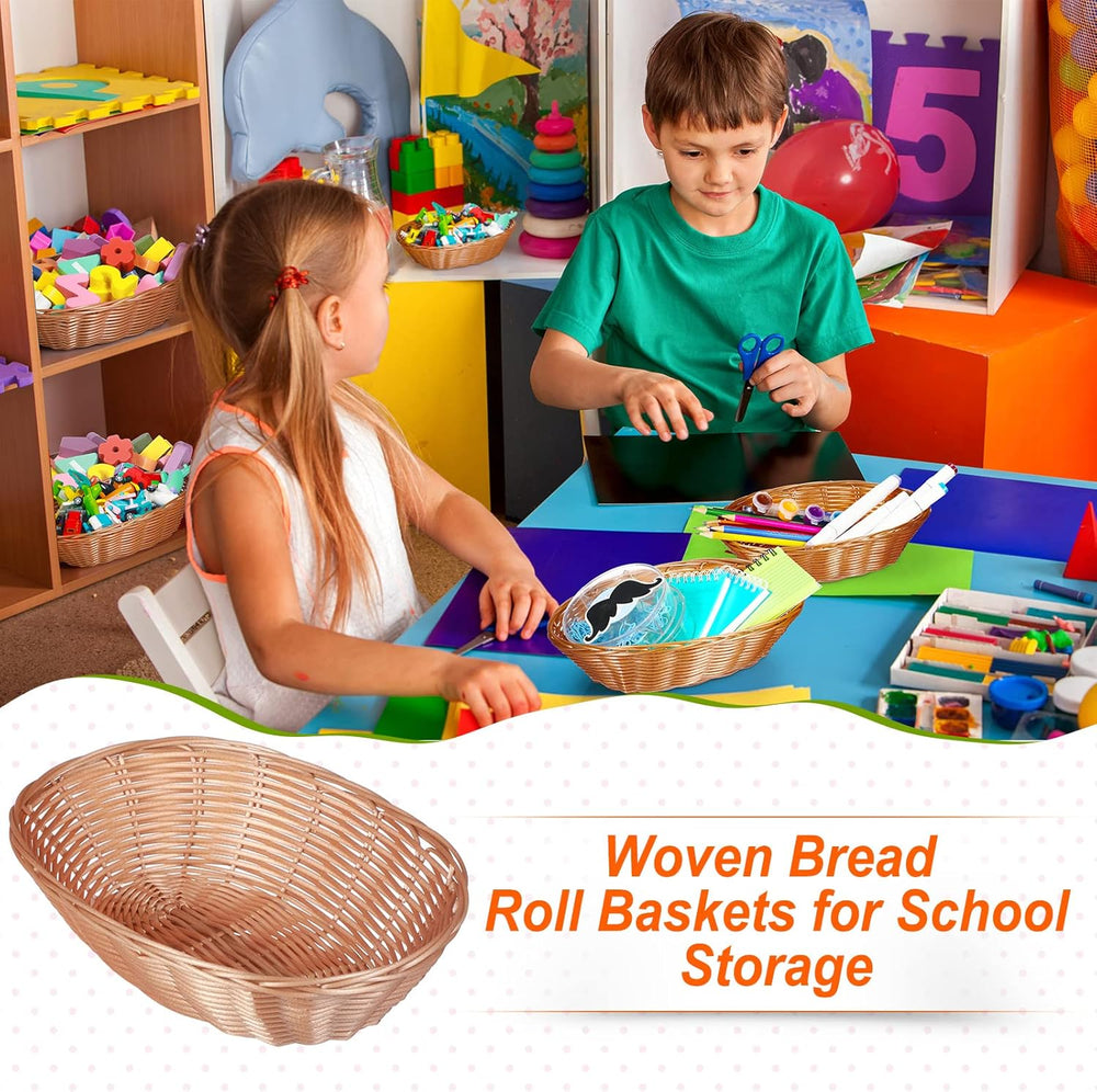 Potchen 24 Pack Plastic Oval Basket 9.5 x 6.3 x 2.4 Inch Small Fruit Bread Ba...